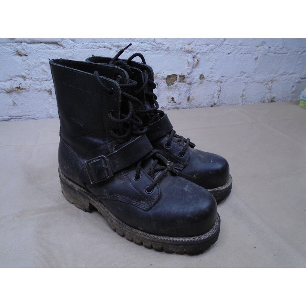 Womens Thorogood Engineer Boots Moto Black Leather Chunky Sole Buckle Size 7.5